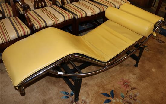 Chrome & yellow leather recliner after Le Corbusier